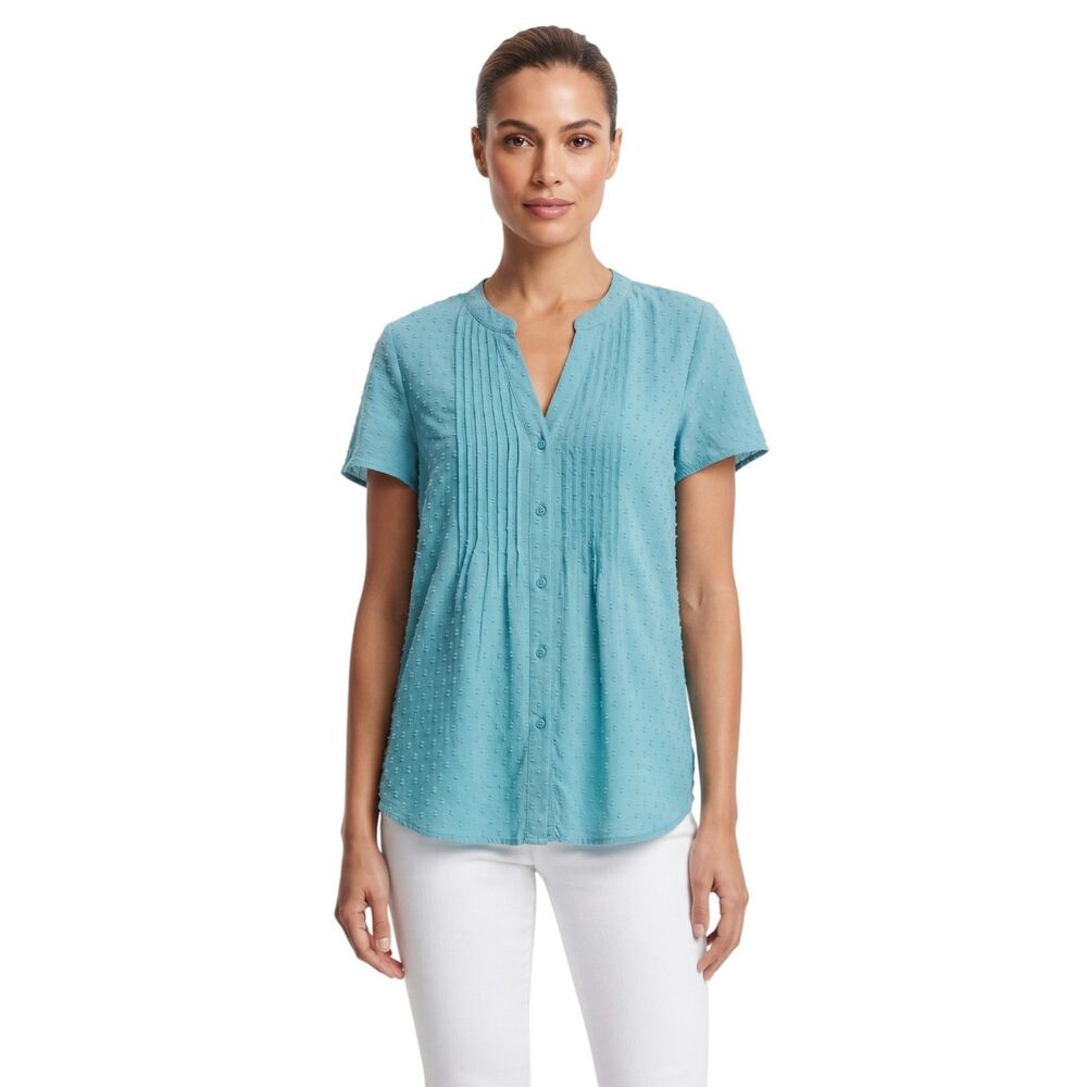 Soft Surroundings Blue Textured Rayon Tunic Top